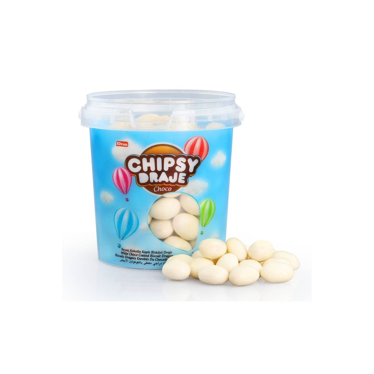 BONBON Chıpsy Beyaz Kakao Kaplı Bisküvili Draje 400 Gr. (1 Adet)