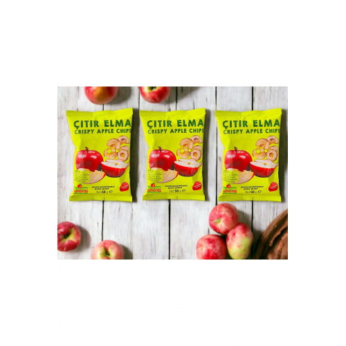 Üç Paket 50 g. Katkısız Çıtır Elma Kurusu (3*50=150 Gram)