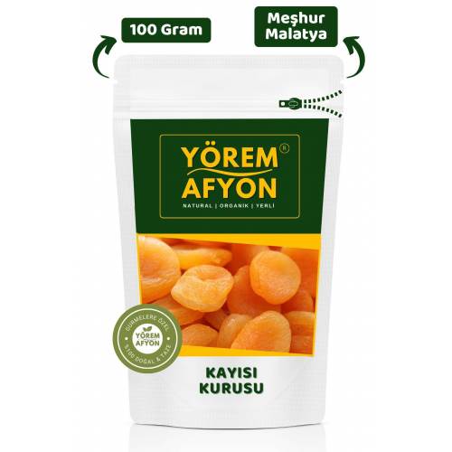 Yörem Afyon Meşhur Malatya Güneşte Kurutulmuş Etli Jumbo Boy Vegan Kayısı Kurusu, Şekerpare | 100gr.