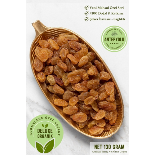 Deluxe Gurme Serisi %100 Doğal Yeni Mahsul Şeker Ilavesiz Çekirdeksiz Lüks Sarı Üzüm Kurusu 130 gr