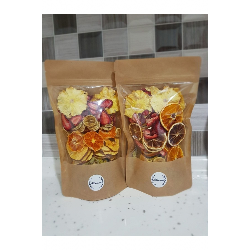 2'li Kurutulmuş Karışık Meyve Paketi 100 Gram(çilek, Ananas, Portakal, Elma, Muz , Limon)