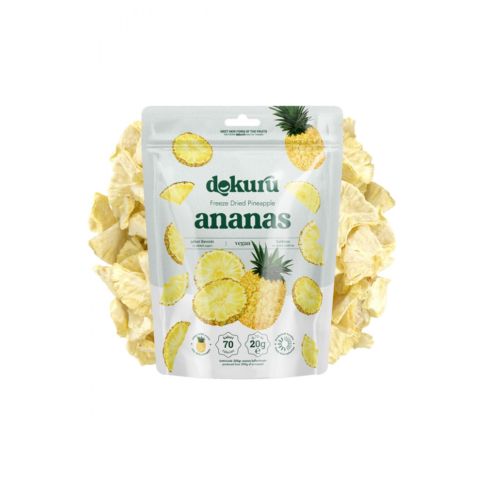 Ananas Kuru Meyve Cipsi - Dondurularak Kurutulmuş Freeze Dried Çıtır Ananas