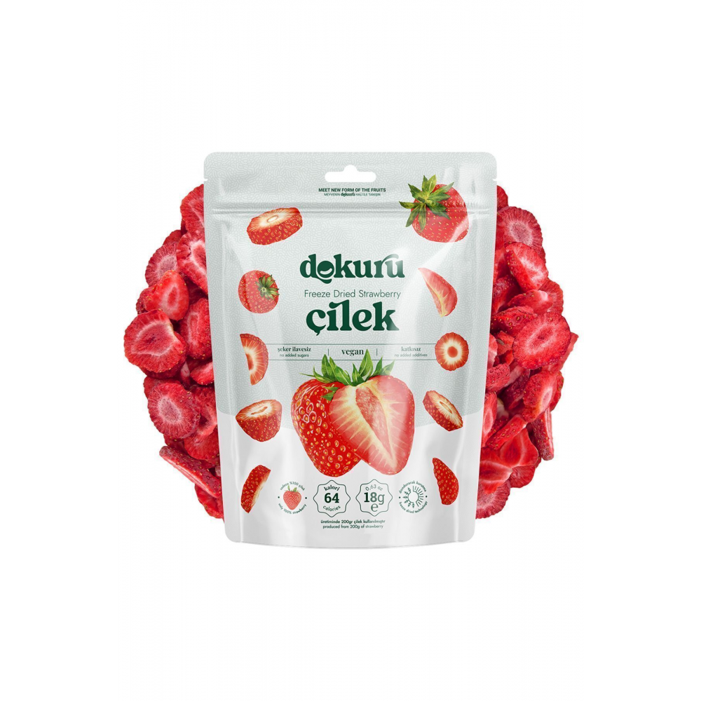 Çilek Kuru Meyve Cipsi - Dondurularak Kurutulmuş Freeze Dried Çıtır Çilek