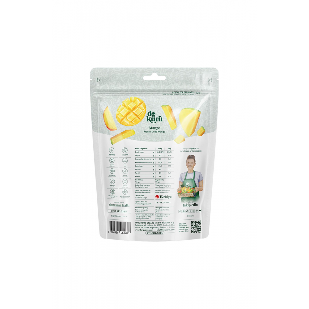 Mango Kuru Meyve Cipsi - Dondurularak Kurutulmuş Freeze Dried Çıtır Mango