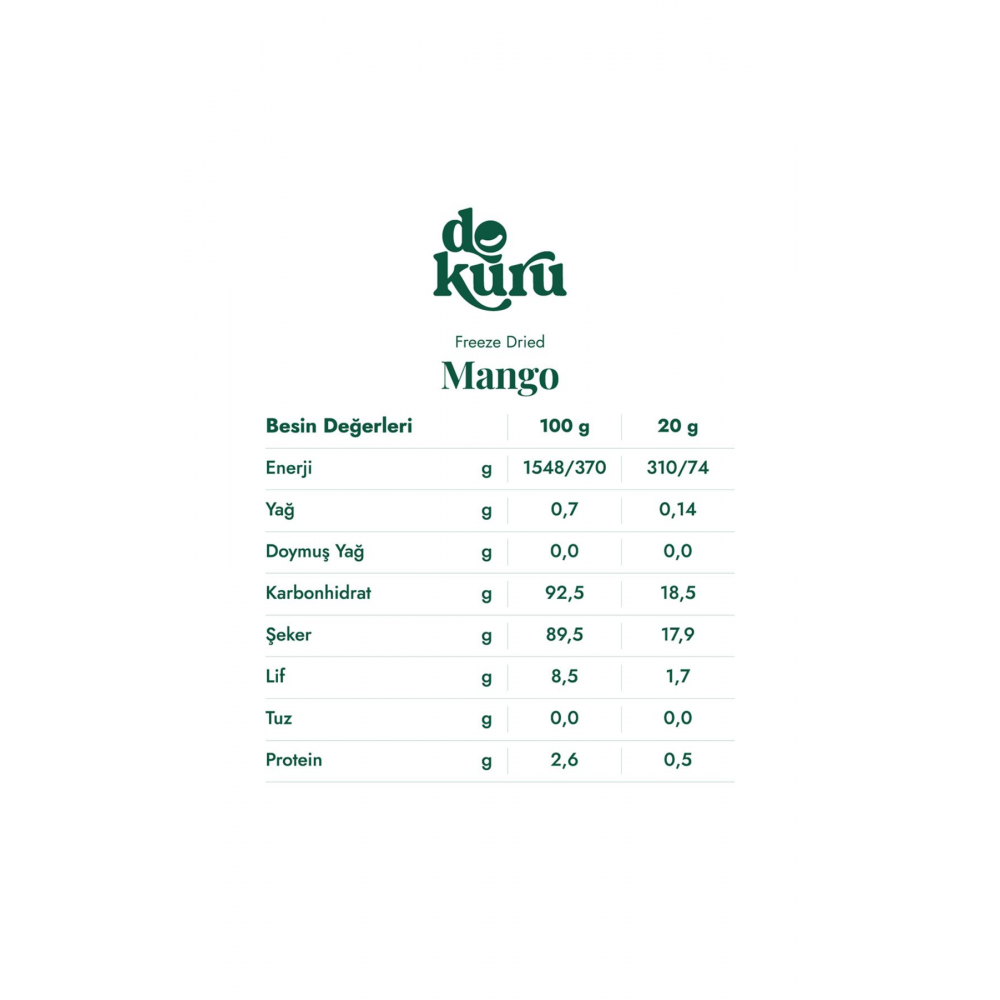 Mango Kuru Meyve Cipsi - Dondurularak Kurutulmuş Freeze Dried Çıtır Mango