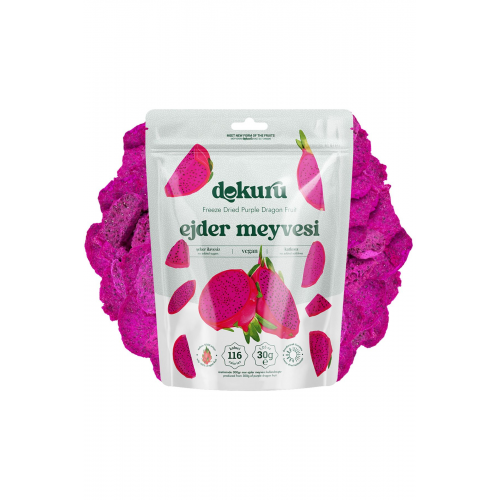 Mor Pitaya Meyve Cipsi - Dondurularak Kurutulmuş Freeze Dried Çıtır Ejder Meyvesi