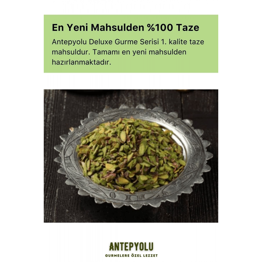 Deluxe Gurme Serisi 1. Kalite File Iç Antep Fıstığı %100 Taze Lezzetli File Fıstık Net 20 Gr