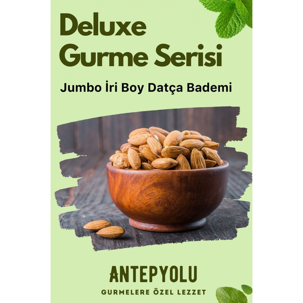 Deluxe Gurme Serisi Duble Iri Boy Çiğ Datça Bademi Yerli Taze Çıtır Çerez Tuzsuz Badem Net 125 gr