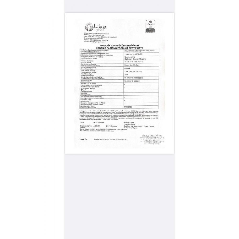 Organik Çiğ Bağdem