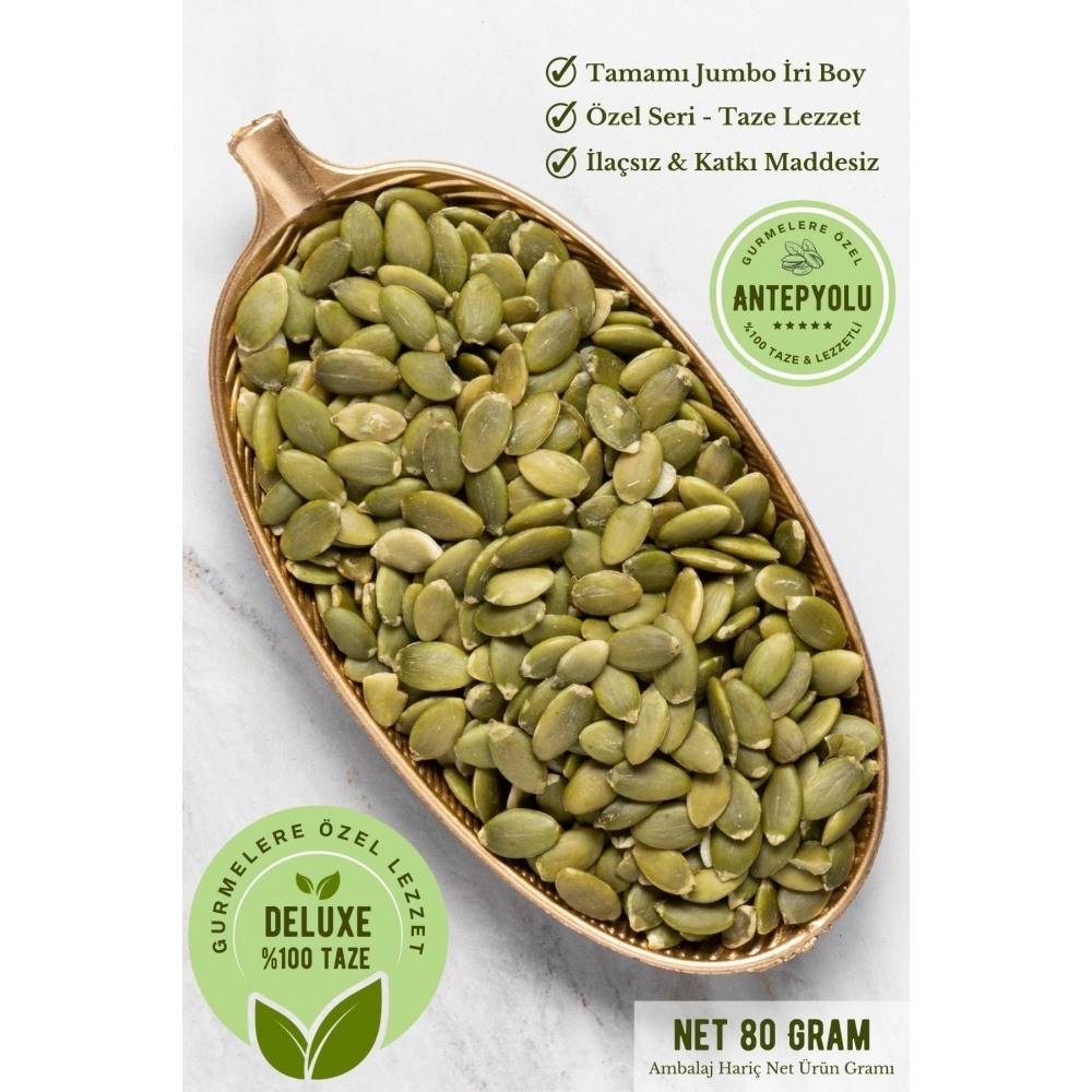 Deluxe Gurme Serisi %100 Taze Çiğ Kabak Çekirdeği Içi Lezzetli Iç Çekirdek Net 80 gr