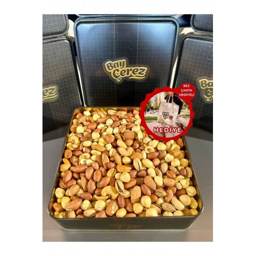 hediyelik metal kutu 5li karışık kuruyemiş extra(yerfıstığı-antep-badem-fındık-kaju)NET:1KG
