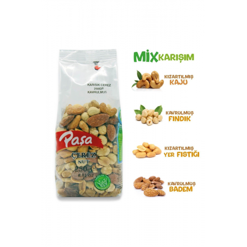 Kavrulmuş Karışık Kuruyemiş Şeffaf Paket 250 Gr