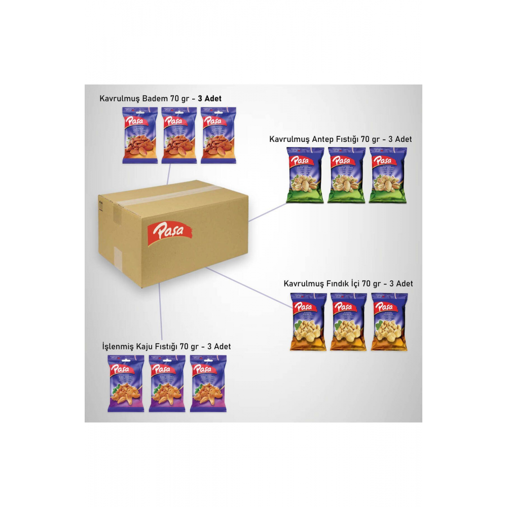 Paşa Karışık Kuruyemiş 70 gr x 12 ADET (1. KALİTE)