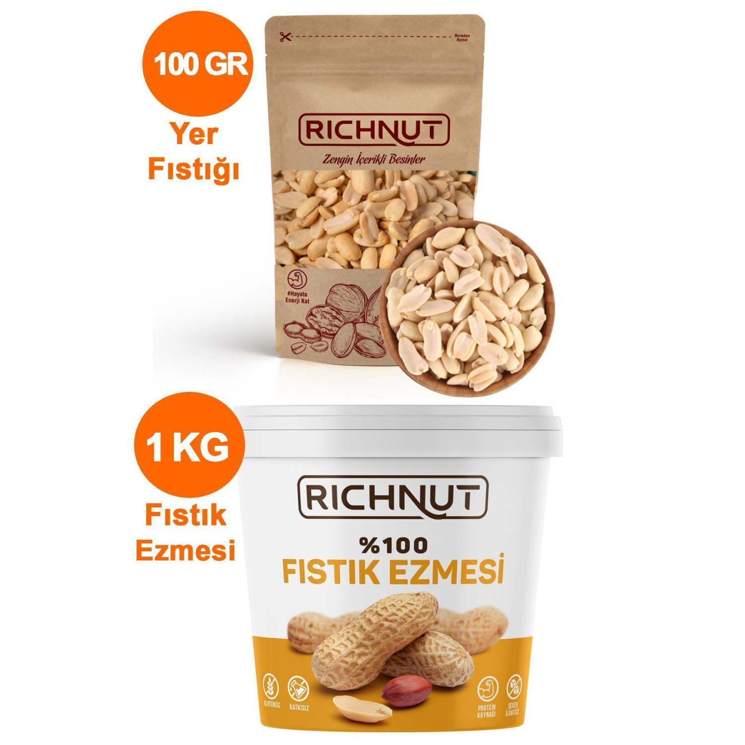 Kabuksuz Yer Fıstığı ve Fıstık Ezmeli Paket