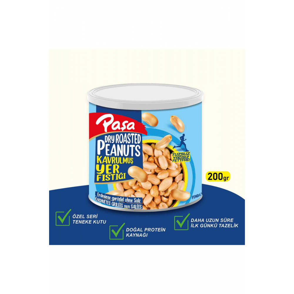 Kavrulmuş Yer Fıstığı Teneke Kutu 200 gr (Naturel 1. Kalite)