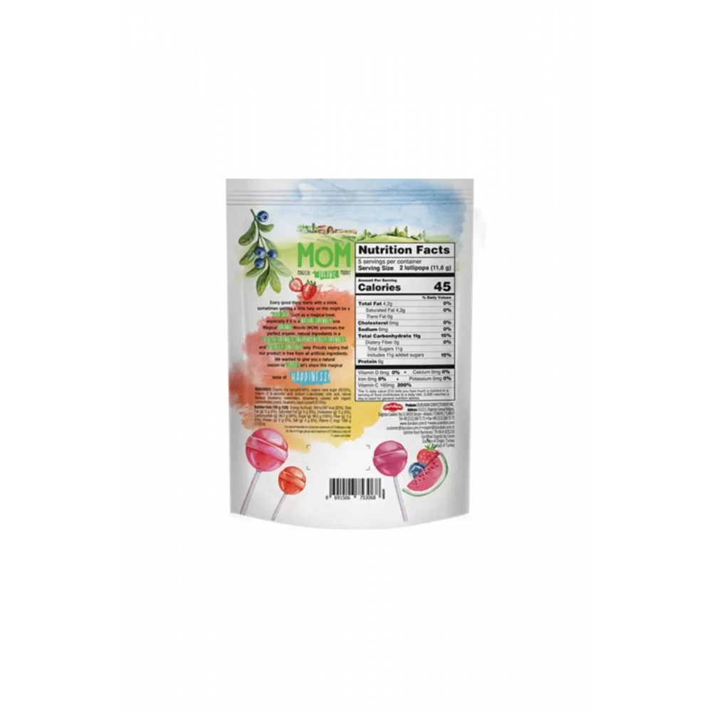 Organik Lolipop (ÇİLEK, KARPUZ, YABAN MERSİNİ VE C VİTAMİNİ) - 1 Paket