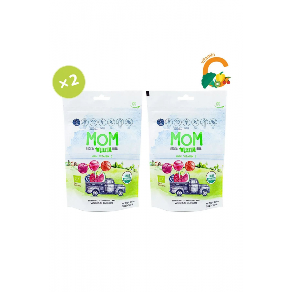 Organik Lolipop (ÇİLEK, KARPUZ, YABAN MERSİNİ VE C VİTAMİNİ) - 2 Paket