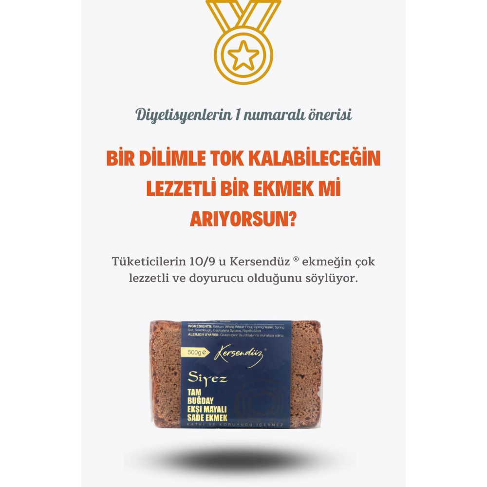 %100 Siyez Tam Buğday Ekşi Mayalı Ekmekler 3'lü Seçim 3x500gr (SADE-SADE-SADE)