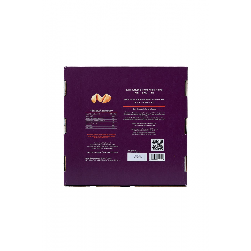 Cookie Şans Kurabiyesi (Hazır Dilekler Fallar) 50'li Kutu