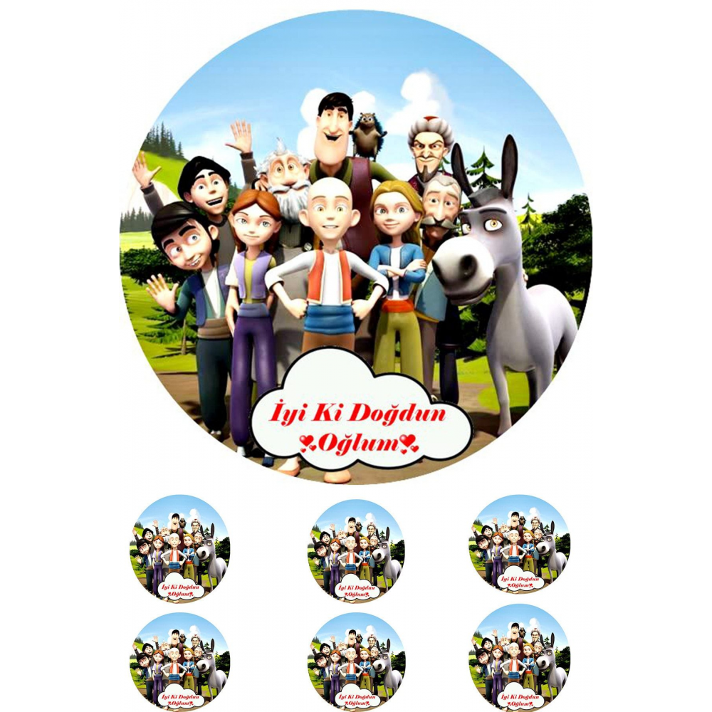 Yenilebilir Pasta Resmi Unicorn Pirinç Kağıdından 6-8-10 Kişilik Pastaya Uygun 16 Cm