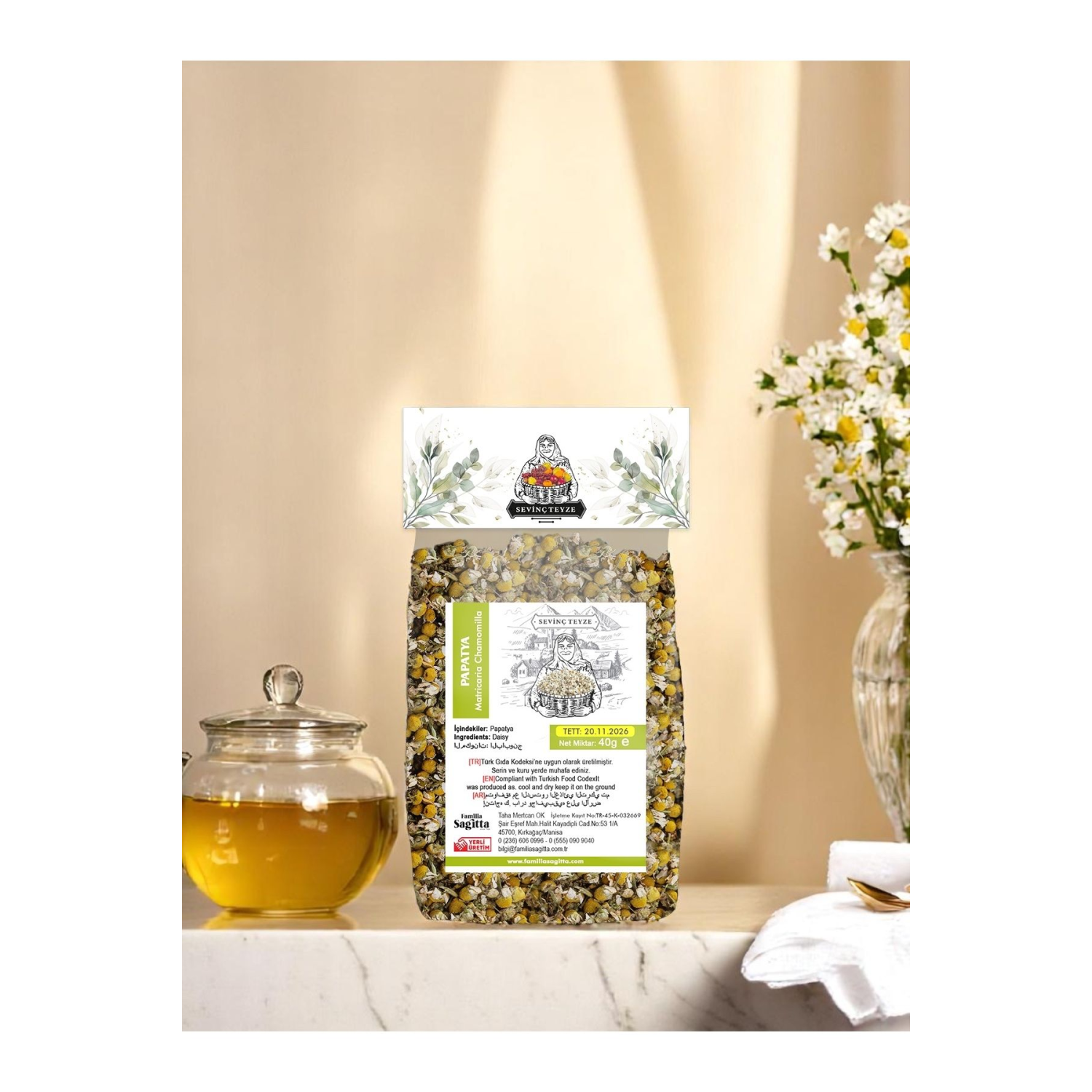 Papatya Çayı, Papatya, Daisy, Asteraceae, Chamomillae Romanae, 40g.