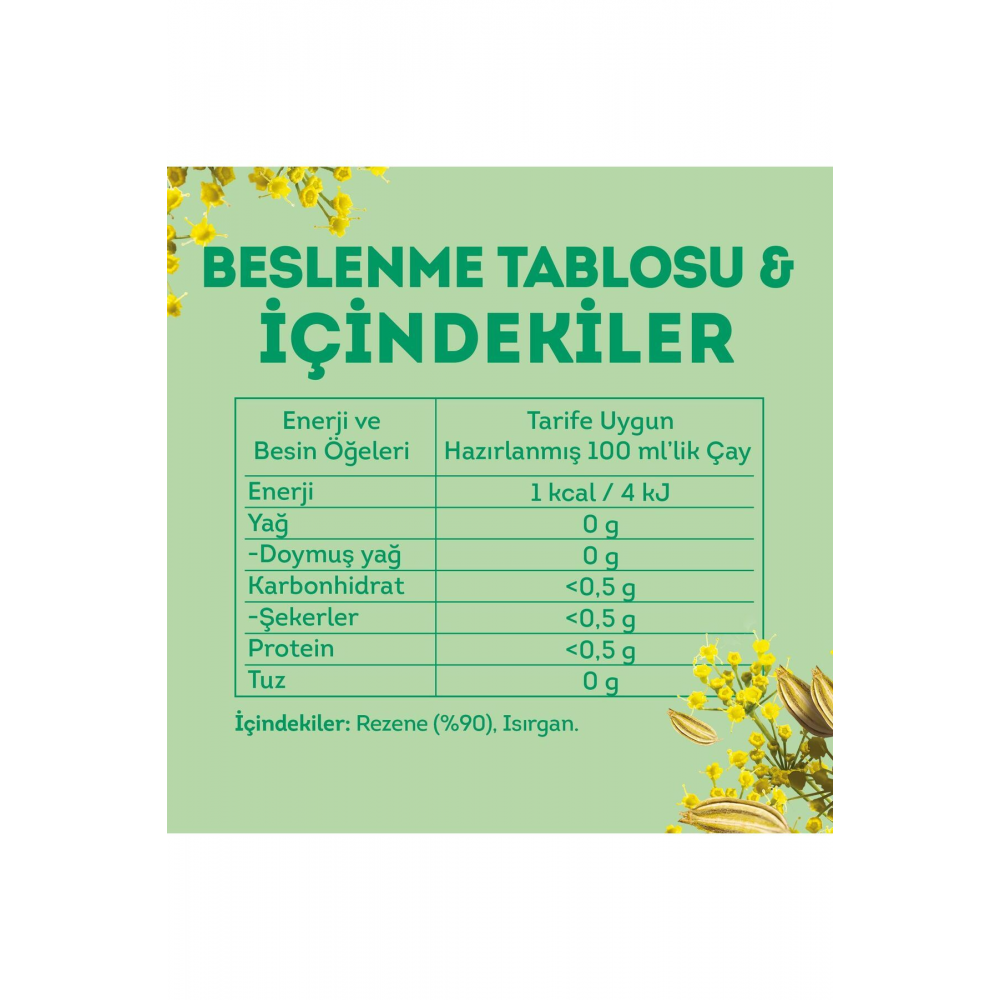 Rezene Çayı 20'li Bardak Poset Cay X 4 Adet