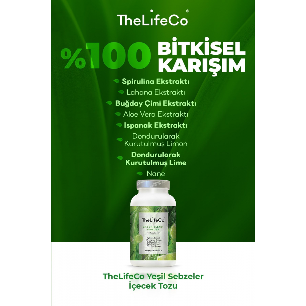 Yeşil Sebzeler Içecek Tozu 180 G (vegan, Detoks, Kilo Kontrol Desteği Desteği)