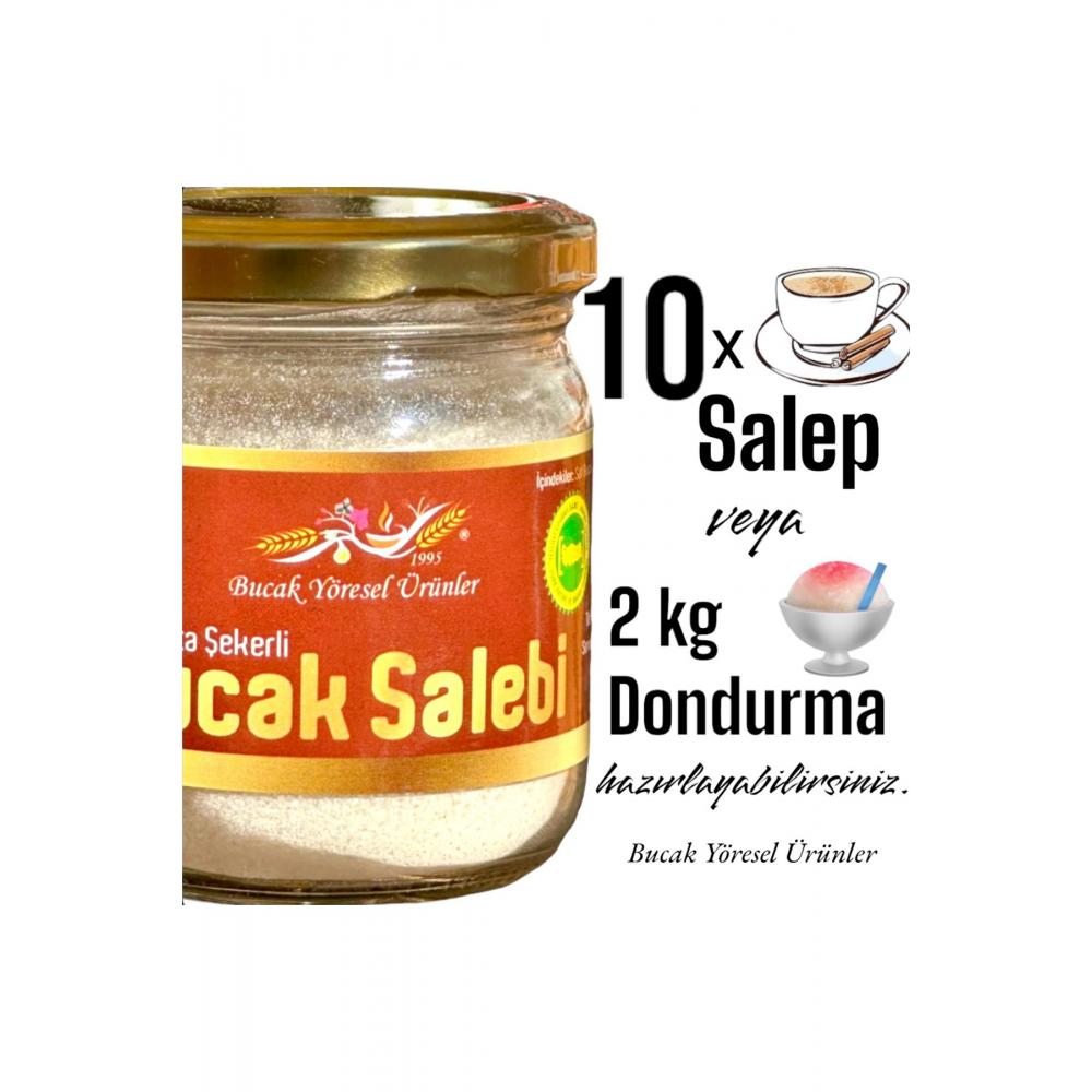 Bucak Salebi 10 Fincan Sıcak Salep / 2 Kg Dondurmalık Hakiki Bucak Salebi + Şeker