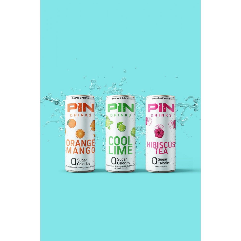 Ayrılmaz Üçlü - Hibiskus & Cool Lime & Orange Mango - Şekersiz & Kalorisiz 250 ml X 12 Adet