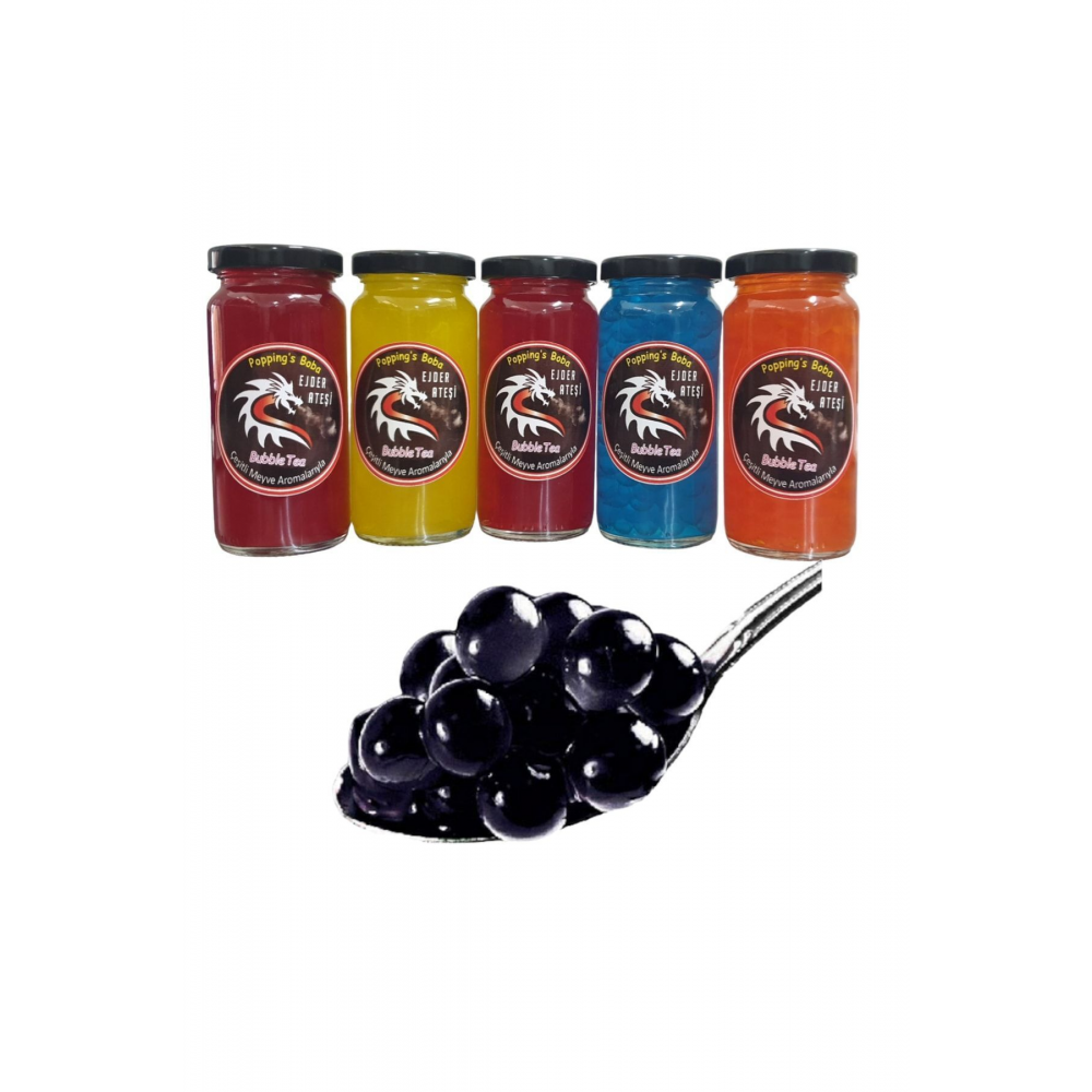 Bubble Tea 5 Ürün Bir Arada Set - Bubble Tea Incileri - Poppings Boba-tapyoka Incileri