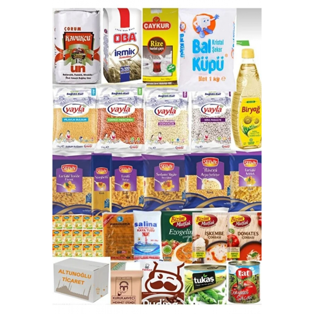 Ramazan paketi kumanya yardım gıda erzak kolisi lüks paket 25 parça ürün