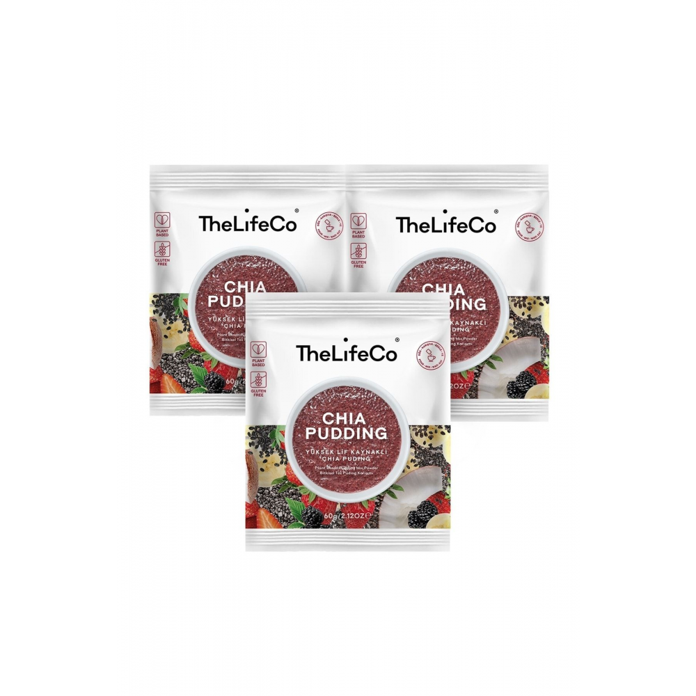 Chia Pudding (YÜKSEK LİF KAYNAKLI PUDİNG KARIŞIMI) 57 G X 3 Adet (DÜŞÜK KALORİLİ, VEGAN, GLUTENSİZ)