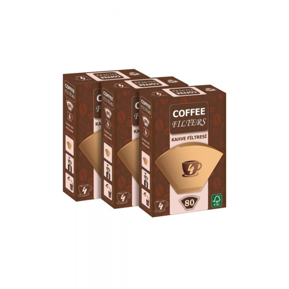 Filtre Kahve Kağıdı 1/4 80'li 3 Paket 240 Adet