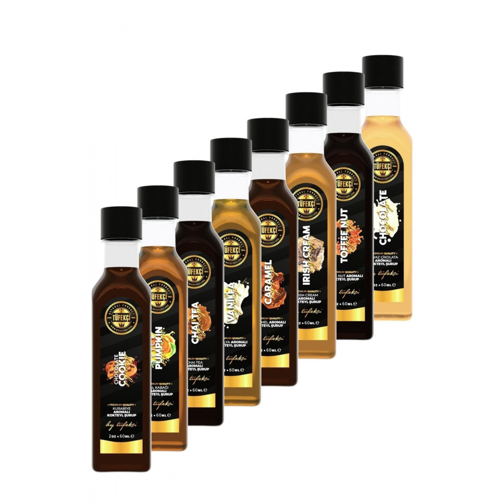 8'li Avantajlı Yeni Özel Seri Gerçek Şeker Pancarı Kahve Ve Kokteyl Şurubu 8x60ml