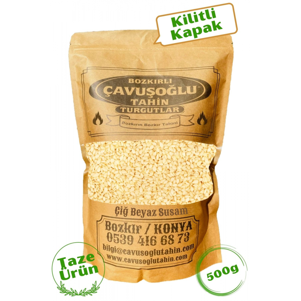 Odun Ateşinde Kavrulmuş Susam 500g + Kavrulmamış Beyaz Çiğ Susam 500g