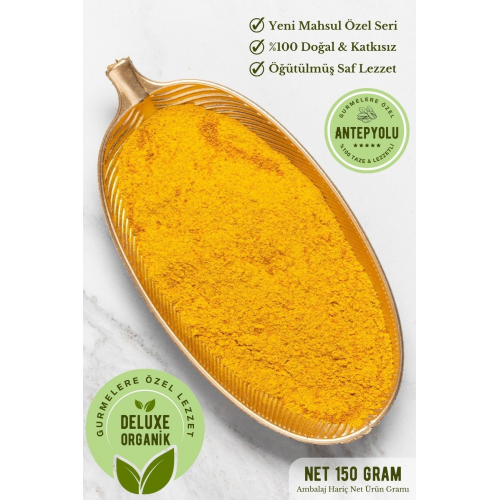 Deluxe Gurme Serisi Organik Taze Öğütülmüş Saf Zerdaçal Tozu Çekilmiş 1. Kalite Toz Zerdeçal 150 gr