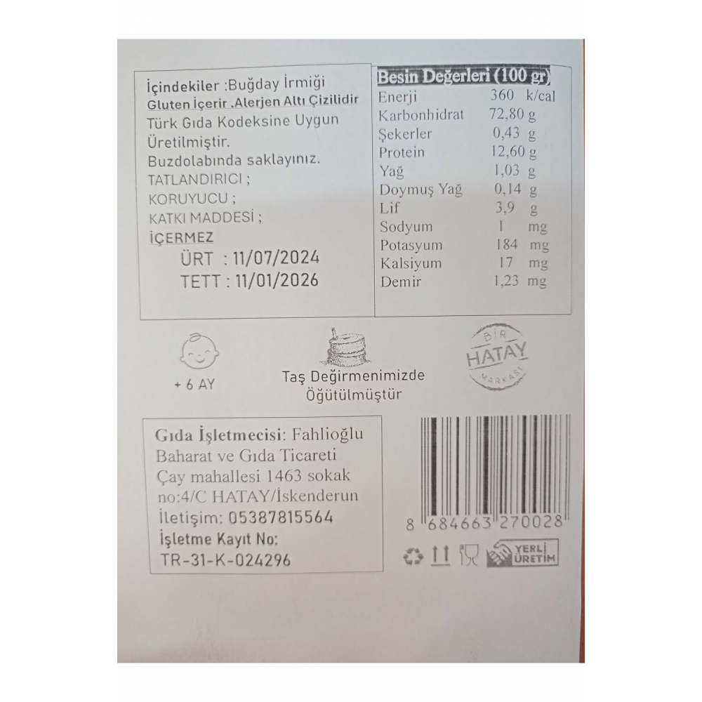 Katkısız Doğal Bebek İrmiği (2x350 gr) +6 Ay