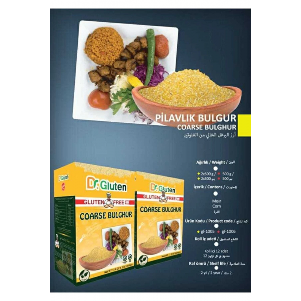 Dr. Gluten Glutensiz Pilavlık Bulgur 1000 G (LAKTOZSUZ-YUMURTASIZ)
