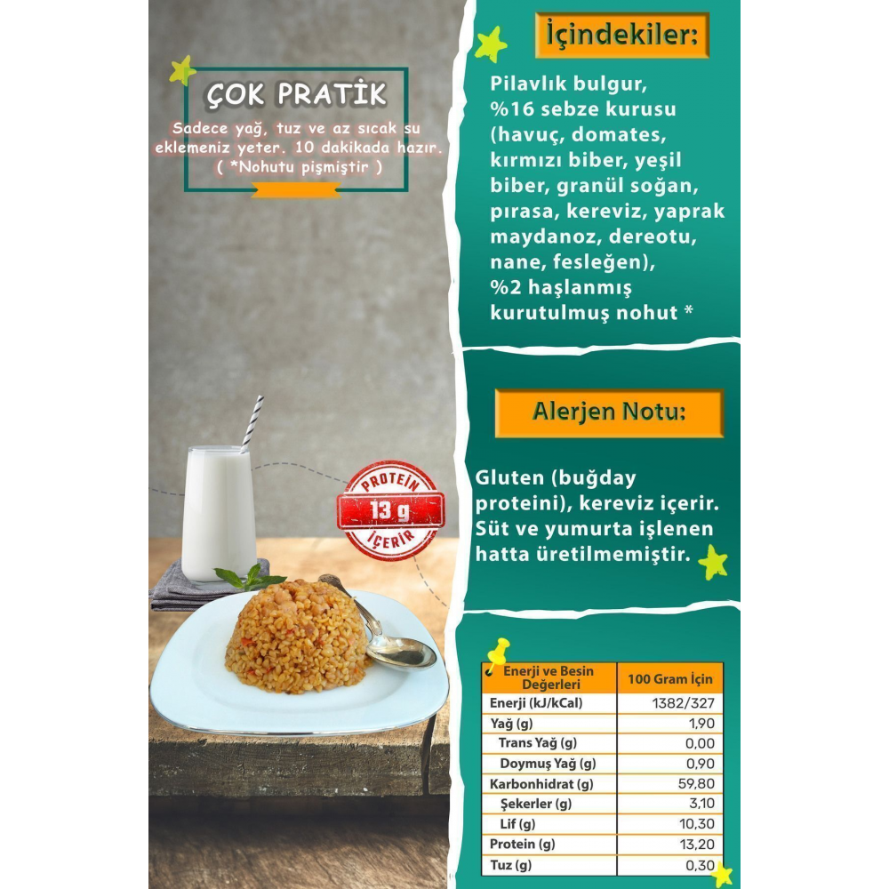 Nohutlu Sebzeli Bulgur Pilavı Karışımı (250 G)