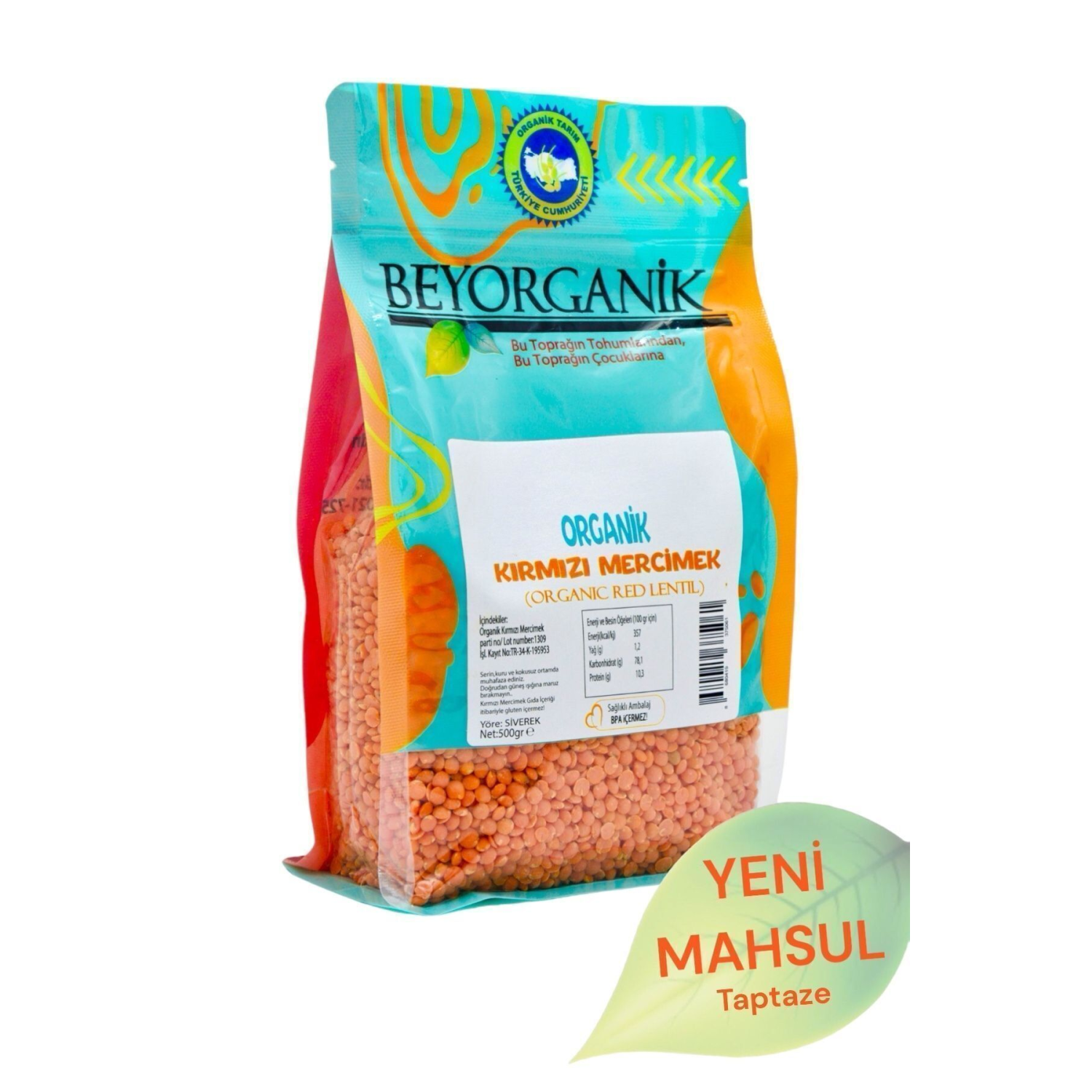 Organik Kırmızı Mercimek 500gr