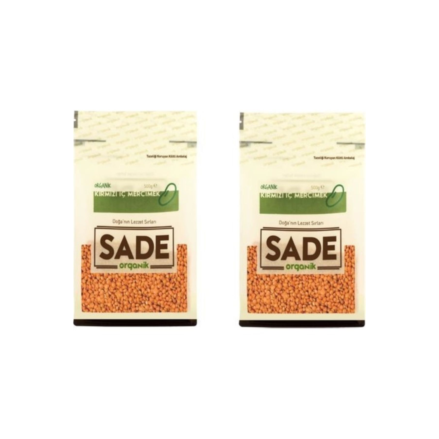 SADE ORGANİK KIRMIZI İÇ MERCİMEK 500 GR 2 Lİ PAKET