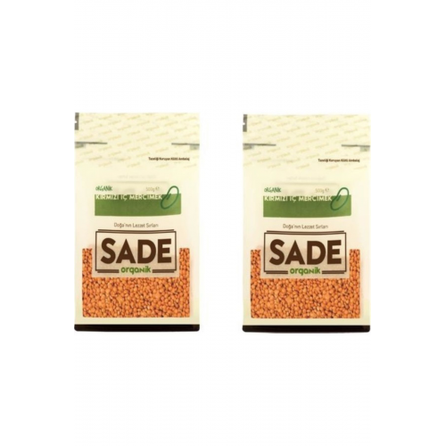 SADE ORGANİK KIRMIZI İÇ MERCİMEK 500 GR 2 Lİ PAKET