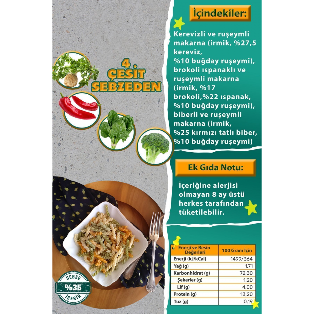 Karışık Sebzeli Makarna (%35 Sebze-200 g)
