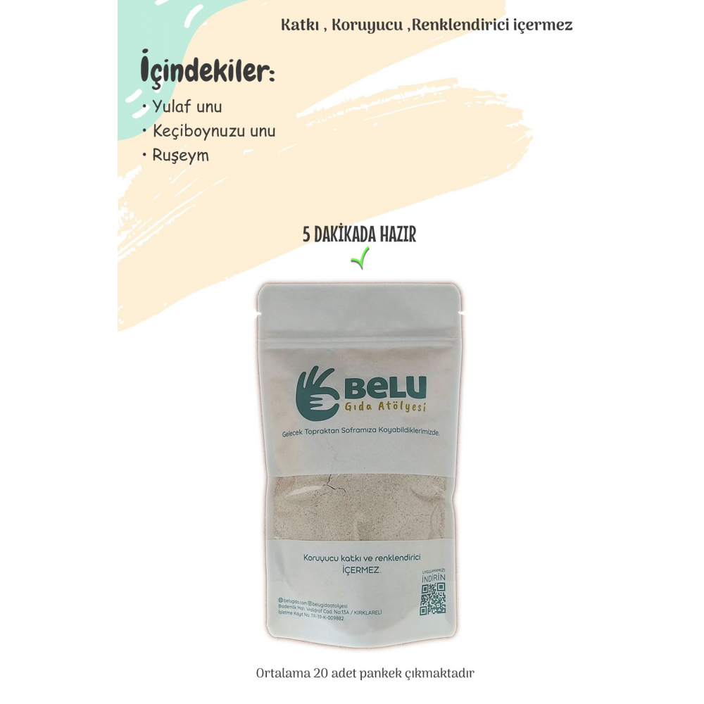 Pankek Karışımı 8 Ay Yulaf Unu, Keçiboynuzu Unu Ve Ruşeymli 250 gr