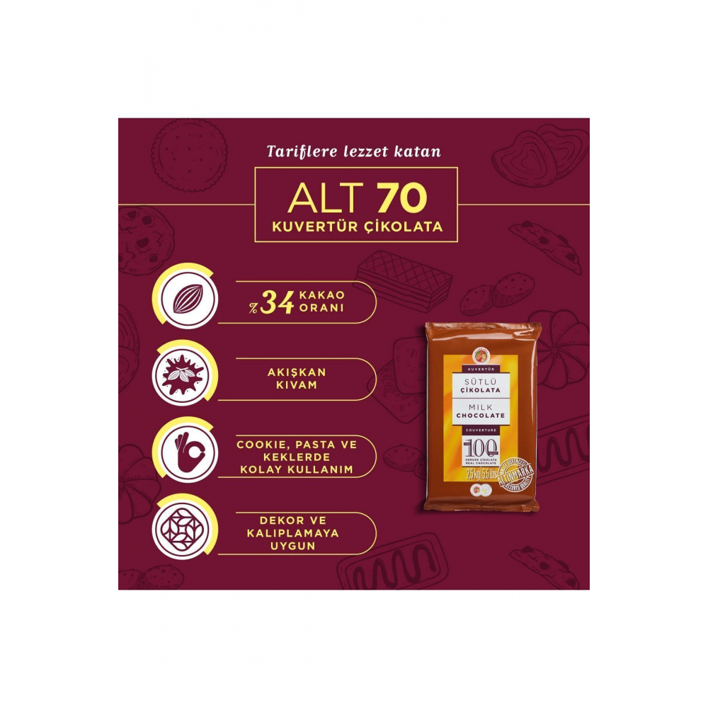 Sütlü Kuvertür Çikolata 2,5 kg