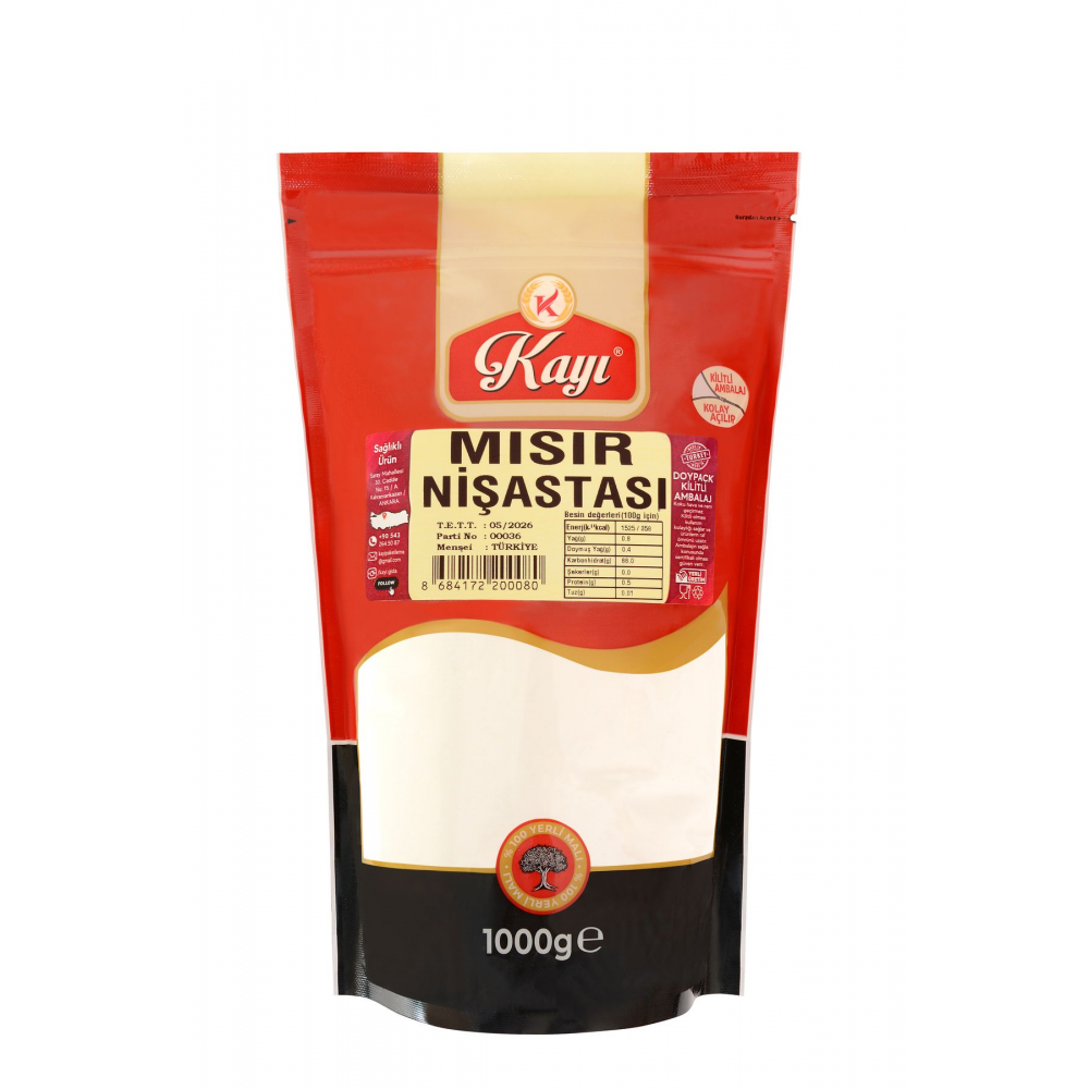 1 Kg Mısır Nişastası(KİLİTLİ AMBALAJ, 2 YIL SKT)