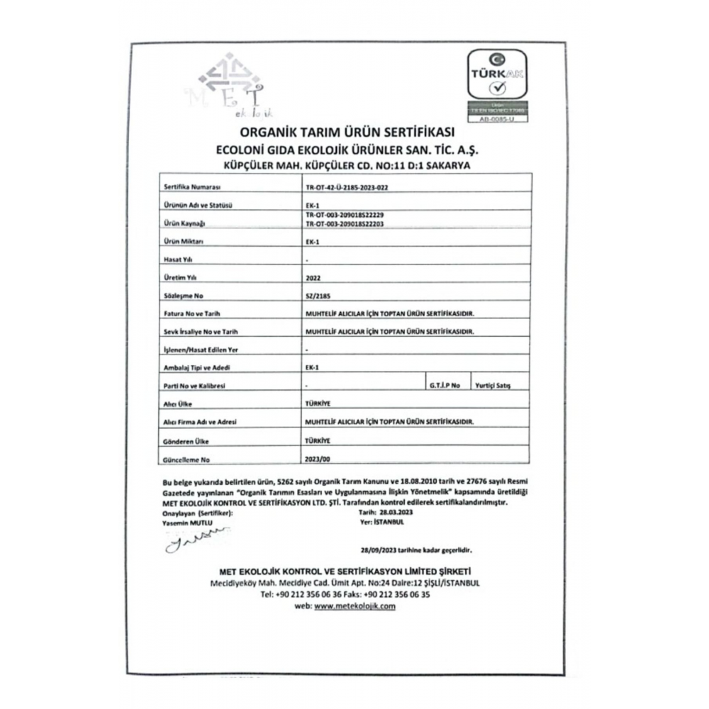 Organik Tam Buğday Unu 800 gr