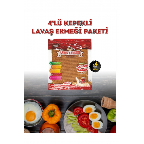 4'lü Ekşi Mayalı Kepekli Lavaş Tandır Ekmeği ( Diyabetik Ekmek) 350 Gr.