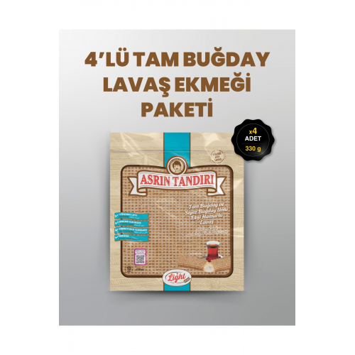 4'lü Ekşi Mayalı Tam Buğday Lavaş Tandır Ekmeği (Diyabetik Ekmek) (1Paket 350 Gr)