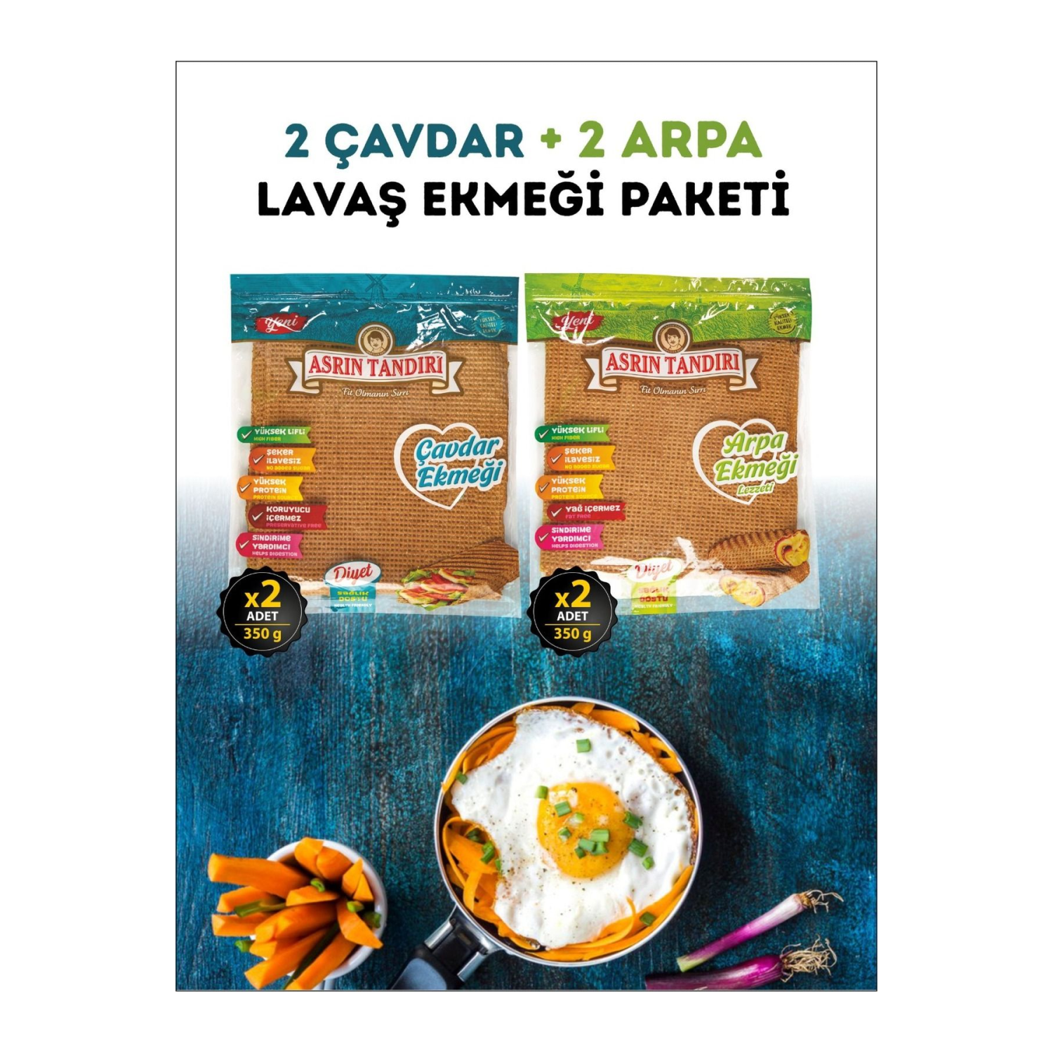 4’Lü Paket (2Adet Ekşi Mayalı Çavdar + 2 Adet Ekşi Mayalı Arpa Lavaş Ekmeği Paketi)